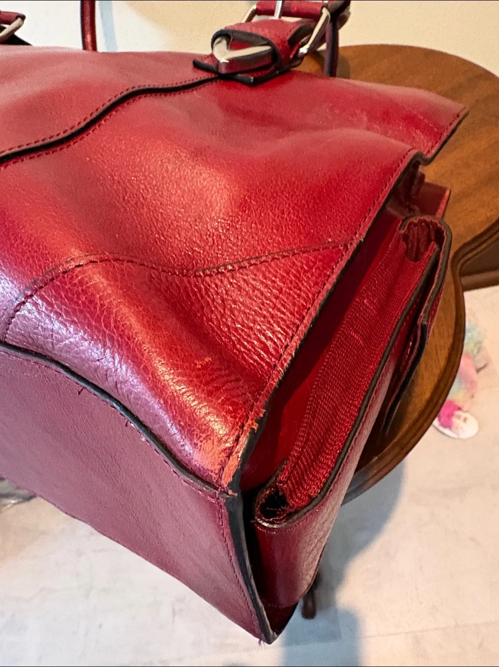 Wilsons Leather  computer case  business bag  tote  deep red leather 3 compartme